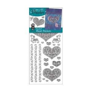   Stickers Silver Stacked Heart DAZ 1844; 5 Items/Order