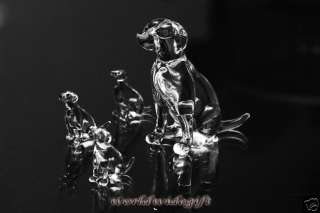 Jack Russell Terrier Dog Blown Glass Art Crystal Set  