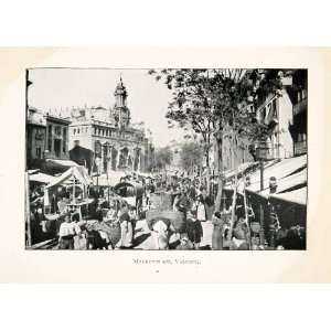  1904 Print Market Place Valencia Spain Capital Turia River 
