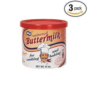 Saco Powdered Buttermilk, 12 ounce Cans (Pack of 3)  