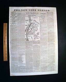1862 COLUMBUS KY MAP Fort Henry TN Civil War Newspaper  
