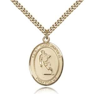 Gold Filled Mens Rugby Athletic Sports St. Saint Christopher Medal 