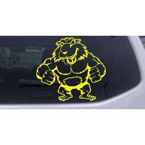 Muscular Beaver Animals Car Window Wall Laptop Decal Sticker    Yellow 