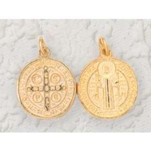  50 Gold Round St. Benedict Medals 18K Gold Plated