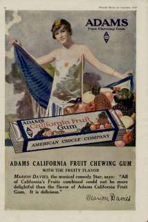 1918 ADAMS CALIFORNIA FRUIT GUM AD / MARION DAVIES  