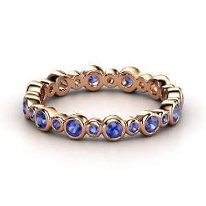  Heartbeat Band, 14K Rose Gold Ring with Sapphire: Jewelry