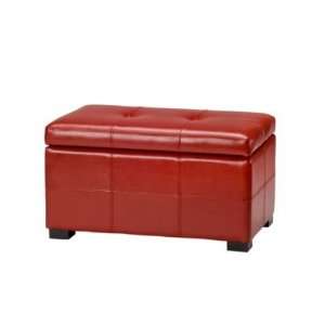   Small Red Maiden Tufted Leather Storage Ottoman: Home & Kitchen