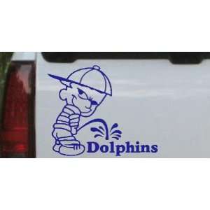 Pee On Dolphins Car Window Wall Laptop Decal Sticker    Blue 18in X 14 