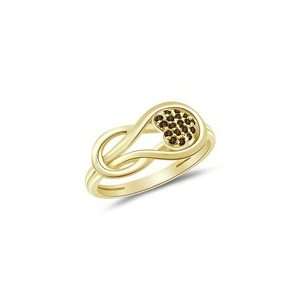  0.10 Cts Champagne Diamond Heart Love Knot Ring in 14K 