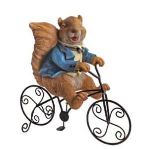 Special Delivery: Squirrel Bicycle Messenger Garden Statue:  