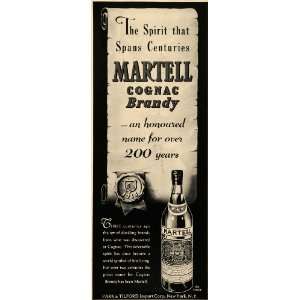 1940 Ad Martell Cognac Brandy Bottle Park Tilford   Original Print Ad