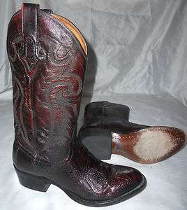 Resistol Ranch M3033R Ostrich Leg Cowboy Boots Mens Black Cherry sz 