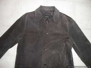 Colebrook Mens LARGE Suede 100% Leather Jacket Dark Brown Button 