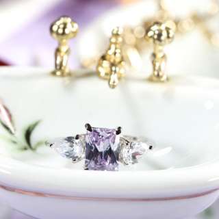 30% OFF Lady Fashion Purple Tanzanite White Gold GP Cocktail Ring 8/Q 
