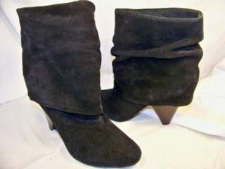 Womens Shoes NEW STEVE MADDEN Fold Black Suede Boots 6 $149  