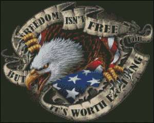 Freedom Isnt Free   Patriotic   American Flag   Cross Stitch Pattern 