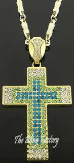 Mens Gold Iced Out Bling CZ Cross Hip Hop Pendant GP  