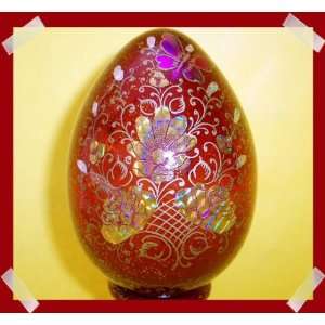  Wooden Russian Lacquer Egg Engraved Golden Flowers: Home 