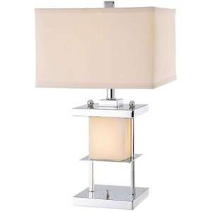  High Rise Chrome And Marble Table Lamp