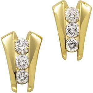  3 Stone Diamond Ladder Earrings 
