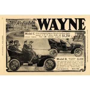  1905 Ad Wayne Automobile Co Model C Touring Car Vintage 