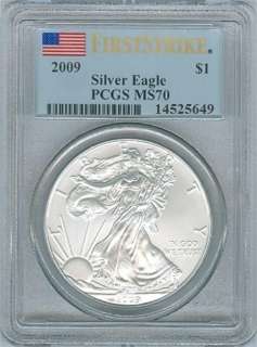 2009 MS 70 AMERICAN SILVER EAGLE PCGS MS70 FIRST STRIKE  