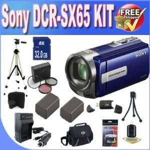  Sony DCR SX65 Handycam Camcorder (Blue) with 32 GB 