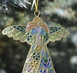 Christmas Xmas Tree Ornament Enamel Cloisonne Angel NWT  