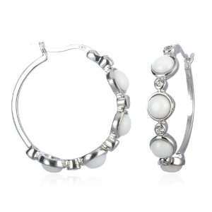  White Agate Hoop Earring CHELINE Jewelry