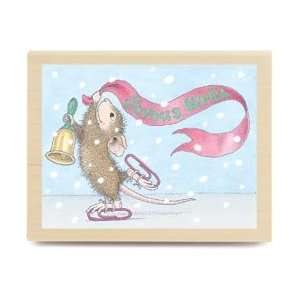  House Mouse Mounted Rubber Stamp 3X4 Joyous Noel