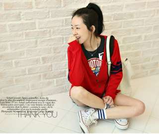 Red Stripe Single Breast Long Sleeve V Neck Korea Fashion Knit Coat 