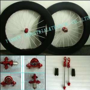  88mm tubular 3k carbon bicycle bike wheel set: Sports 