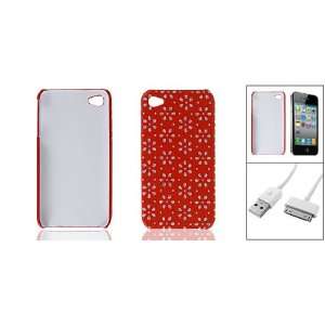  Gino Hard Plastic Red Case + Data Cable for Apple iPhone 