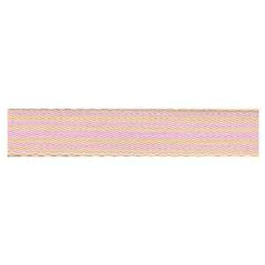  3/8 May Arts Grosgrain Ribbon Ivory Stripes in Lt Pink 