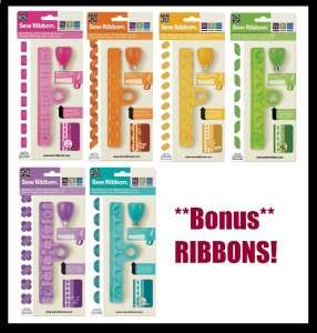 We R Memory Keepers Sew Ribbon Tool + BONUS RIBBONS Scrapbook Card 