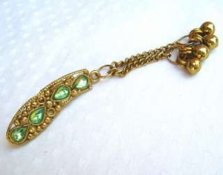 INDIAN FASHION jewelry L.GREEN KUNDAN work BROOCH/PIN  
