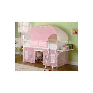  White Metal and Pink Tent Bunk Bed by Coaster: Home 