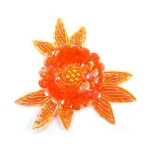  Small Sequin/bead Sunflower By Shine Trim   Tangerine 