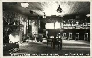 LAND OLAKES WI Maple Grove Resort Cocktail Lounge Old Real Photo 