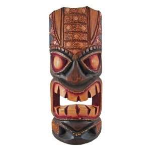  11 Inch Indonesian Dot Painted Wooden Wall Mask Tiki Bar 