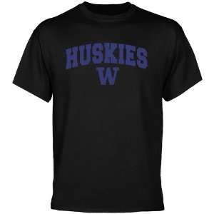  Washington Huskies Black Mascot Arch T shirt 
