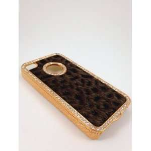  Bling Fur, Cheetah Print, Gold and Rhinestone Iphone 4 