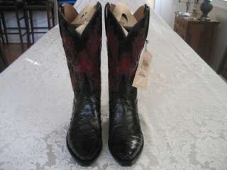 New LUCCHESE CLASSICS Black Full Quill OSTRICH Western Cowboy BOOTS 