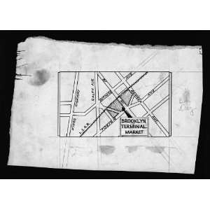  Map showing the site of the Brooklyn Terminal Market,New York 