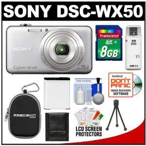  Sony Cyber Shot DSC WX50 Digital Camera (Silver) with 8GB 