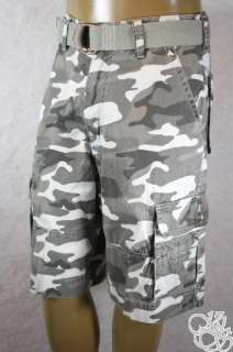   Cargo Sits Below Waist Relaxed Fit Gray Camo Mens Shorts New  
