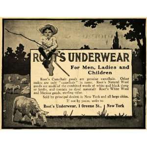  1903 Ad Roots Underwear Men Ladies Children Sheep Wool 