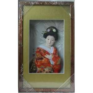  Japanese Geisha Frame Orange Kimono (Rec10)