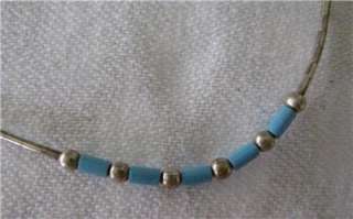 Vintage, liquid sterling silver & turquoise, necklace!  