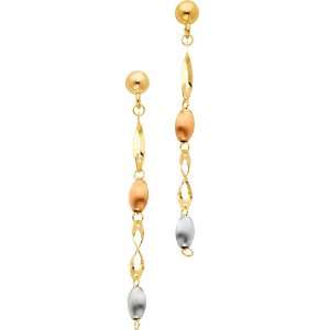   Tri color Gold Fancy Dangle Hanging Earrings with Push Back for Women